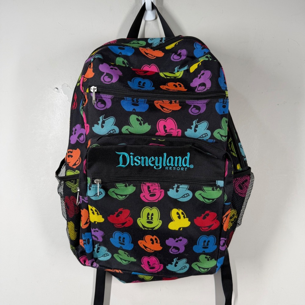 Disneyland Resort Mickey Mouse Neon All Over Print Backpack Black Multi Color